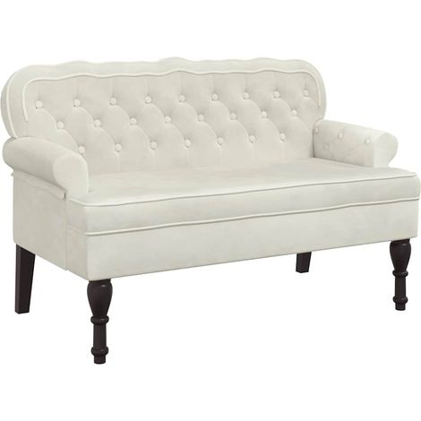 Banc avec dossier crème 119,5x64,5x75 cm velours (1/5)
