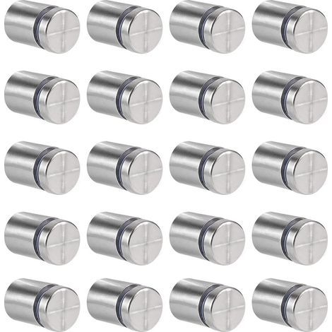 20 Stück Glasabstandshalter, 19 x 25 mm Abstandsschrauben, Edelstahl-Wandhalterung, Werbenoppen, für Schilder und Schilder (Silber) (1/5)