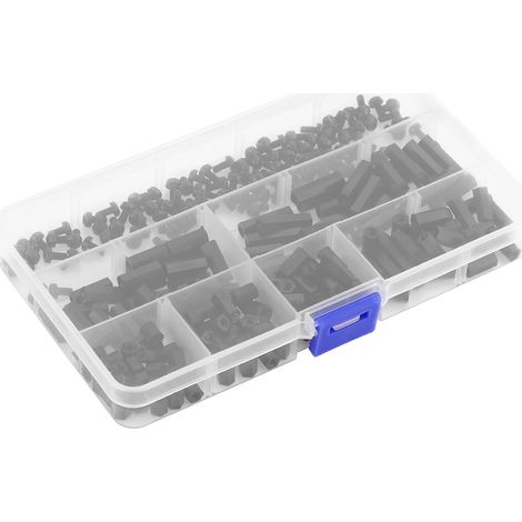 Kit 250 entretoises femelles M3 en nylon, vis et écrous hexagonaux, assortiment de colonnes taraudées pour montage électronique (1/5)