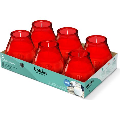 Bougies D'extérieur - 6 Pièces - En Verre - Rouge - Durée de Combustion 70 Heures - Sans Huile de Palme - Combustion Propre - Mèche en Coton (1/2)
