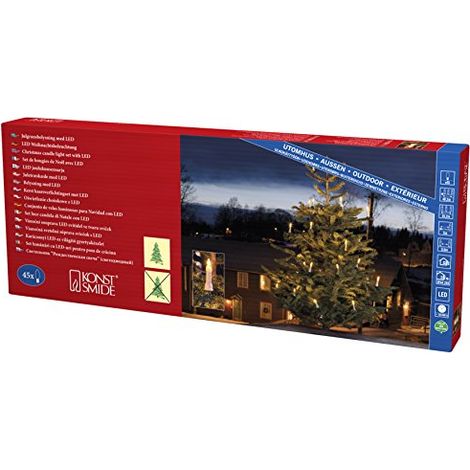 Konstsmide 1015  020 catena albero LED con/albero/per esterni (IP44) bianchi Certificato VDE/Trasformatore esterno 24 V/One String/45 diodi a luce bianca calda/cavo verde (1/3)