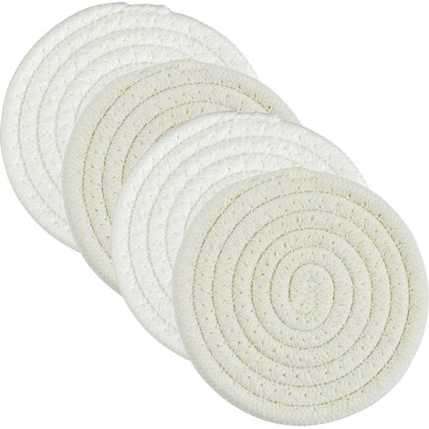 4 dessous de plat résistants à la chaleur, 18 cm, en coton et non-tissé, protection pour plans de travail et tables, accessoire de cuisine polyvalent (1/5)