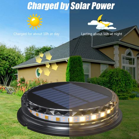 4er-Pack Solar-Bodenleuchten mit warmweißem LED-Licht, IP68 wasserdicht, für den Außenbereich, geeignet für Gartenwege, Terrassen und Balkone. (1/5)