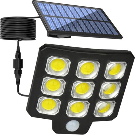 ALOVEZ 9-flammige Solar-Außenleuchte mit Bewegungsmelder, unabhängige Solarbeleuchtung für Wand, Garten, Garage, Villa (Leistungsstarke und sparsame Beleuchtung) (1/2)