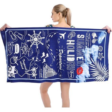 Serviette de plage en microfibre, anti-sable, à séchage rapide, légère, idéale pour les voyages et l'été (76 x 152 cm). Convient aux adultes, femmes, hommes, filles et enfants. Accessoire de plage. (1/5)