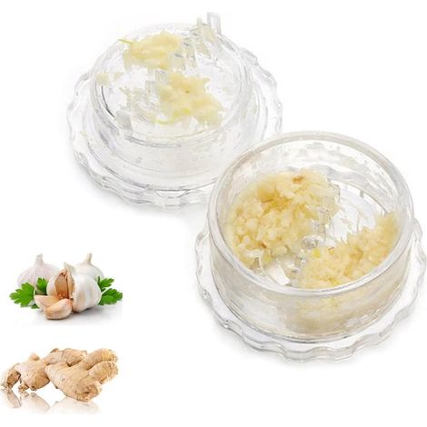 Presse-ail, presse-ail manuel, broyeur à herbes, presse-gingembre, compatible lave-vaisselle, transparent, facile à râper, polyvalent, argenté (1/5)