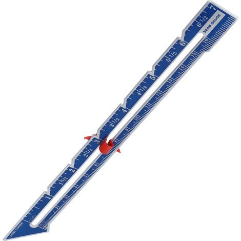 Règle de couture précise pour alignement de boutons et ourlets, outil de mesure avec repères parallèles en bleu pour projets DIY (1/5)