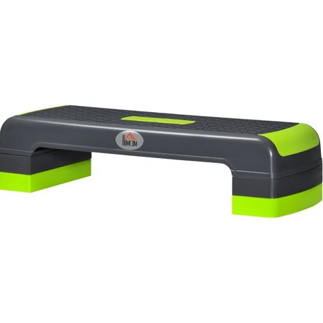 Step Aerobic réglable en hauteur 3 niveaux jusqu'à 150 kg gris/vert 78x28x20 cm (1/5)