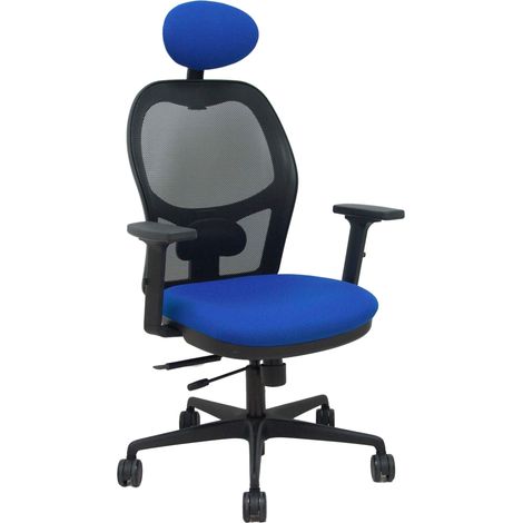 Sedia Jorquera traslack maglia nera seduta nera braccioli blu bali 2D poggiatesta fisso