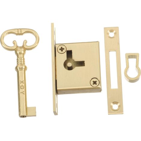 Serrure carrée en laiton doré pour armoire, 1 ensemble (1/5)