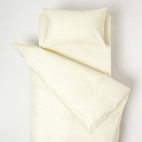 HOMESCAPES Kinderbettwäsche, gelb mit Satin-Streifen, 100% Baumwolle Fadendichte 330