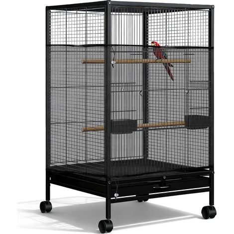 1 housse de cage à oiseaux, réglable, attrape-graines - 300 x 80 cm - Grande housse pour cages rondes carrées (noir) (1/5)