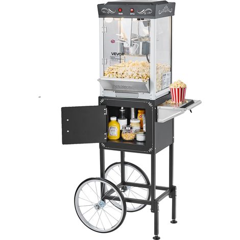 Máquina para hacer palomitas de maíz VEVOR 850W, 8 oz, 48 tazas, vidrio templado, 4 cucharas, rojo, negro, Y-a (1/2)