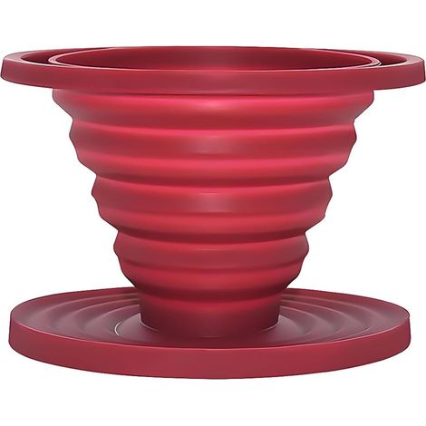 Filtre à Café Pliable,Rouge Cafetière Portable Pliable et Réutilisable Porte Filtre à Café en Silicone Cafetière Portable pour Voyage Camping Support pour Randonnée Bureau (1/5)