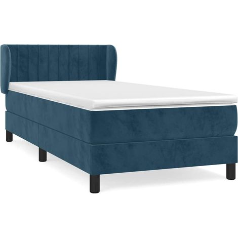 Maison Exclusive - Sommier à lattes de lit et matelas Bleu foncé 80x200 cm Velours (1/5)