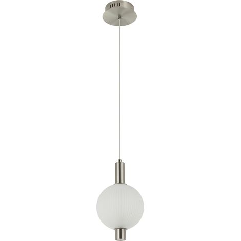 Suspension Lenti chrome, globe verre blanc Ø15 LED 7W (1/5)