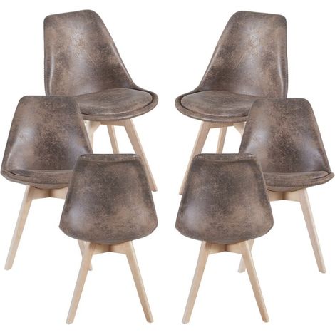Packs Sillas Comedor - Pack 6 Sillas Synk Vintage - Marrón Claro