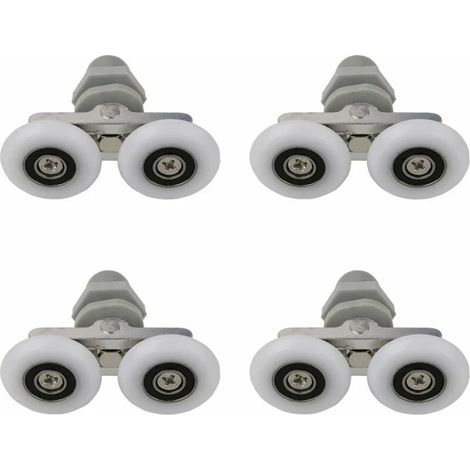 Lot de 4 roulettes doubles pour porte de douche coulissante, diamètre 23 mm, pièces de rechange salle de bain – DELKEVIC