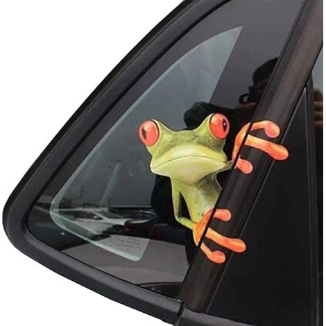 Autocollants 3D mignons et amusants en vinyle pour voiture, camion ou fenêtre, représentant une grenouille.