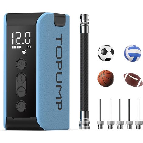 Pompe à Ballon électrique avec gonflage et dégonflage, Pompe à air Portable Rechargeable avec manomètre (Max 20PSI), Pompe à air pour Ballon de Sport, Basket-Ball, Volley-Ball, Rugby (1/5)