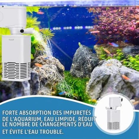 Filtre d'aquarium, 15W 600L/h Filtre intérieur, Filtre d'aquarium, 3 en 1 Pompe silencieuse, Pompe à eau Pompe filtrante pour aquariums 27-125L pour aquariums d'eau douce et d'eau de mer (1/3)