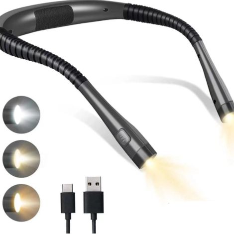 LED-Nacken-/Leselampe mit verstellbarem, flexiblem Schlauch, ideal zum Lesen im Schlafzimmer und im Freien, Augenschutz.