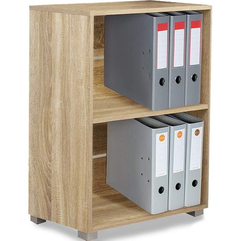 Mobile Mobiletto Libreria a Scaffali 2 Ripiani In Legno Naturale 77x60x31 cm (1/2)