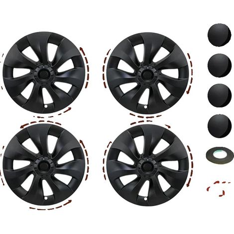 Radkappen für Tesla Model Y, 19 Zoll, symmetrisches Design, mattschwarz, Model 2, Marke 1 (1/2)