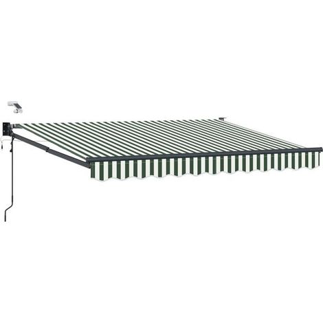 Store banne électrique rétractable, vert et blanc, 3 x 2,5 mètres (1/5)