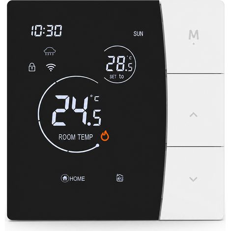 Thermostat Wi-Fi Tuya 16 A pour chauffage électrique, contrôle via application, blanc (1/5)