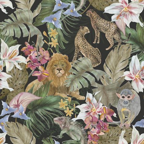 Papier peint panoramique - Animaux de la Jungle - 130 cm x 130 cm (1/2)