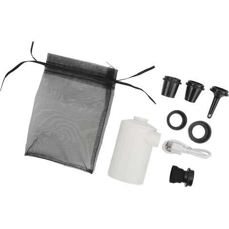 Mini pompe à air portable multifonction pour l'extérieur, rechargeable par USB, avec 6 embouts différents (blanche). (1/5)