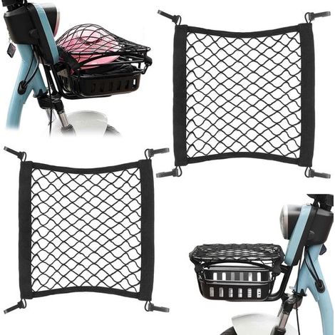 Gepäcknetz für Fahrradzubehör 2-teilig Elastisches Aufbewahrungsnetz 25 x 30 cm 30 x 30 cm Schwarzes Netz für E-Bike Roller Auto oder Wohnmobil (1/4)