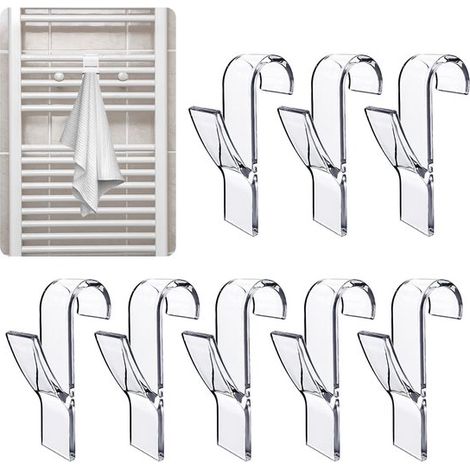 Lot de 8 crochets de radiateur transparents pour serviettes et plus encore (1/5)