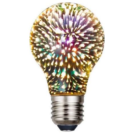 Lot de 1 ampoule LED vintage Edison, A60 4,5 W, ampoule à filament de feu d'artifice 3D colorée, 300 lumens, 2700 K (blanc chaud), ampoule décorative, culot moyen E27 [Classe énergétique A+] (1/5)