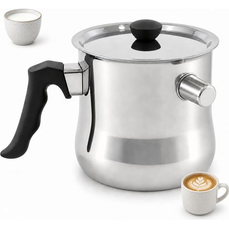 Marmite à lait induction 2 l – Casserole à double paroi en acier inoxydable avec couvercle et sifflet Marmite mijoteuse pour gaz, électrique, induction – Casserole à pudding pour fondre, bain-marie (1/5)