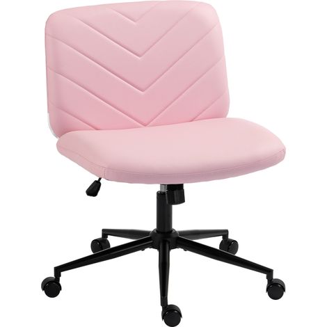 HOMCOM Criss Cross Legged Office Chair Height Adjustable Pink (1/5)