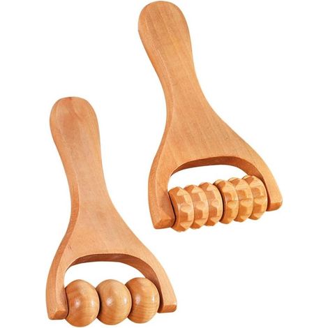 Rouleau de massage rouleau de point de déclenchement en bois - rouleau visage corps - poignée - masseur visage jambes mains - massage corps visage cou - anti-cellulite - grattage Gua Sha - outil de ma (1/5)