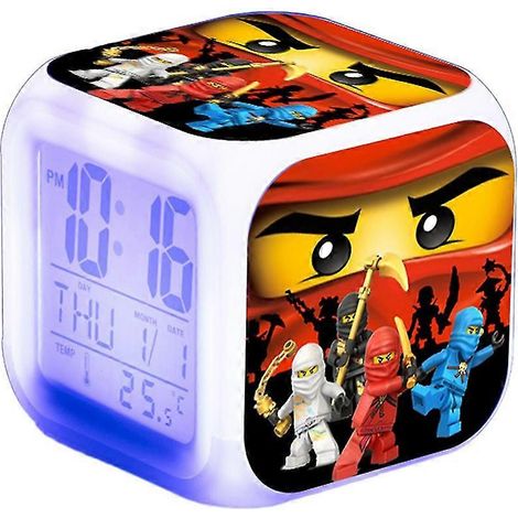 Réveil numérique LED Tortues Ninja, veilleuse 7 couleurs, lampe décorative pour chambre, avec affichage de l'heure, de la température, de l'alarme et de la date, idéal comme cadeau pour enfants.