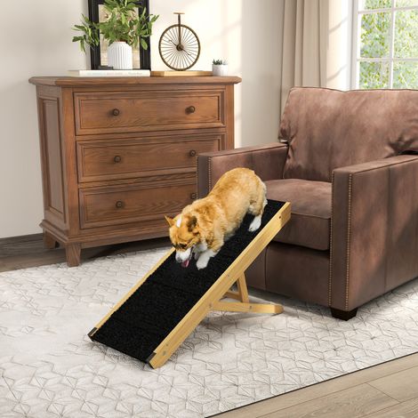 Rampe en bois pour animaux de compagnie avec 4 niveaux de hauteur réglables pour chiens de petite et moyenne taille 83,5 x 35 x 47,5 cm Naturel
