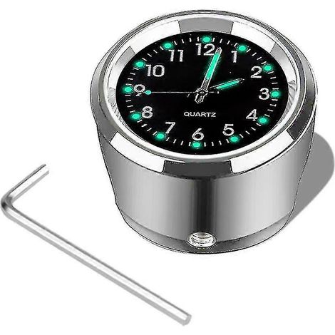 Horloge de guidon de moto 7/8" chromée, étanche, à quartz, en aluminium lumineux, accessoire moto noir (1/5)