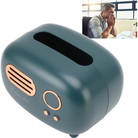 Boîte à mouchoirs radio vintage design plastique 257g Green pour bathroom living bedroom nightstand desk table (1/5)
