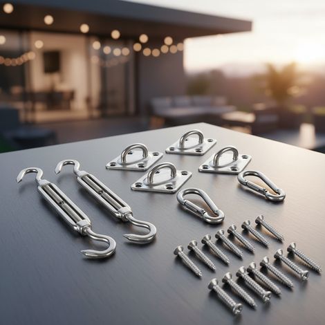 Melko 8-Teilig Befestigungsset Sonnensegel Zubehör Montage Befestigungs-Set Balkon