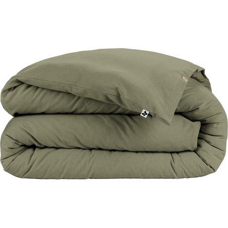 Housse de couette flanelle kaki 240x220 (1/2)
