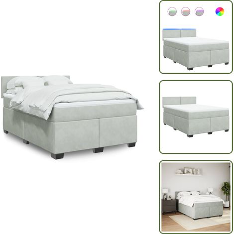 Boxspringbett mit Matratze Hellgrau 140x190 cm Samt - Boxspringbett - Doppelbett - Samtbett - Luxusbett - Schlafzimmermöbel (1/5)