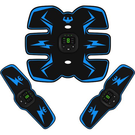 EMS-Muskelstimulator für Bauch, Arme und Bauchmuskeln (blau) - AquaForge