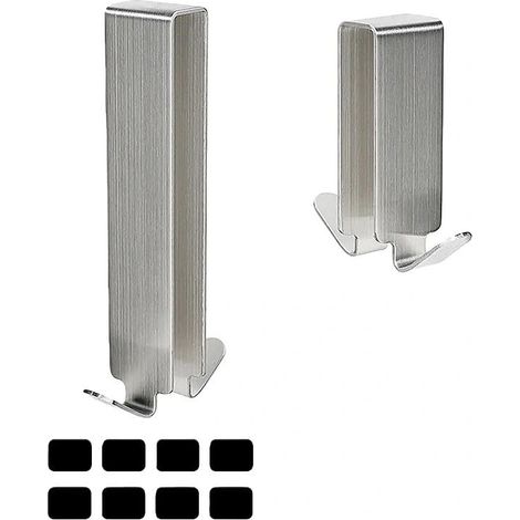 2 Pièces Crochet Douche en Acier Inoxydable, Accroche Serviette Salle de Bain sans Perçage, Crochet Paroi de Douche Verre avec du Coton Silencieux, aux Salles de Bains, Cuisines et Entrées (1/5)