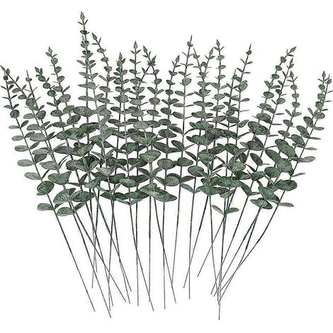 30 tiges d'eucalyptus artificielles, feuilles d'eucalyptus décoratives style ferme-- (1/5)
