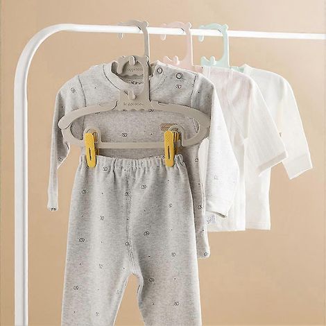 Kinderkleiderbügel, multifunktionaler, einziehbarer Babykleiderbügel mit Hosenclip, klein-Pants Clips 5 Pairs-Warm Gray