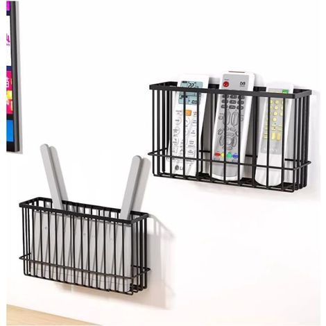 2 Pcs Kitchen Cabinet Door Organizer, Adhesive Wall Storage Bins, Wardrobe/Bathroom/Refrigerator Storage for Sundries (Black) (1/5)